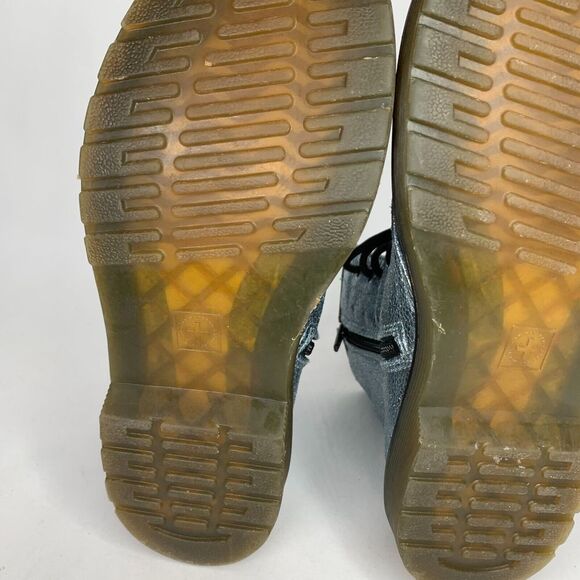 Dr Martens 1460 Boots Juniors 4 Blue Silver Glitter Combat - Picture 8 of 9